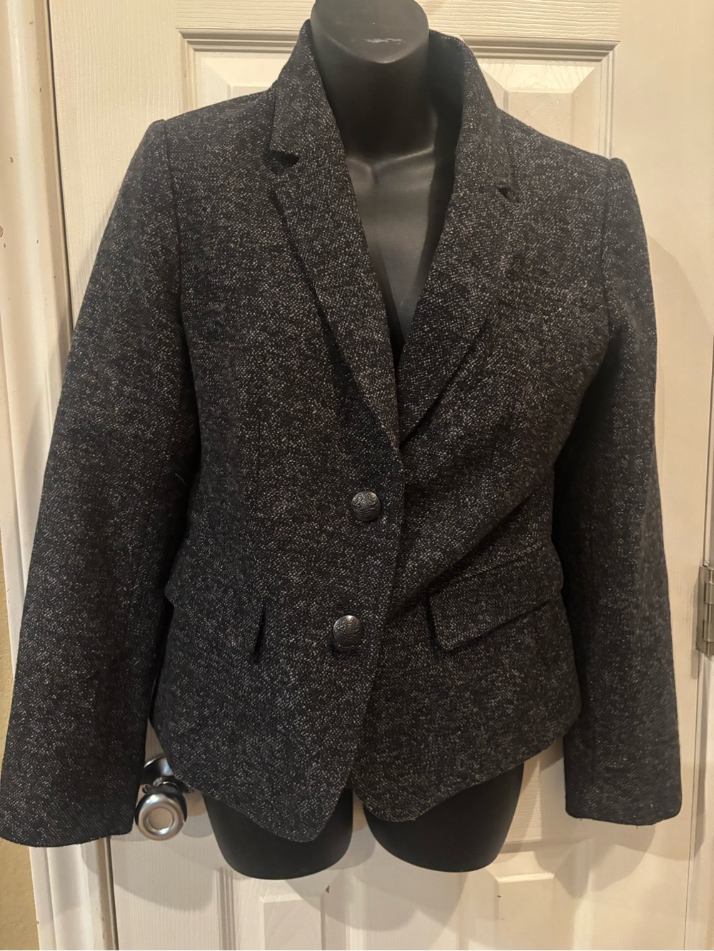 Banana Republic Womens Dark Gray Tweed Blazer Jacket - Classic Tailored Style
